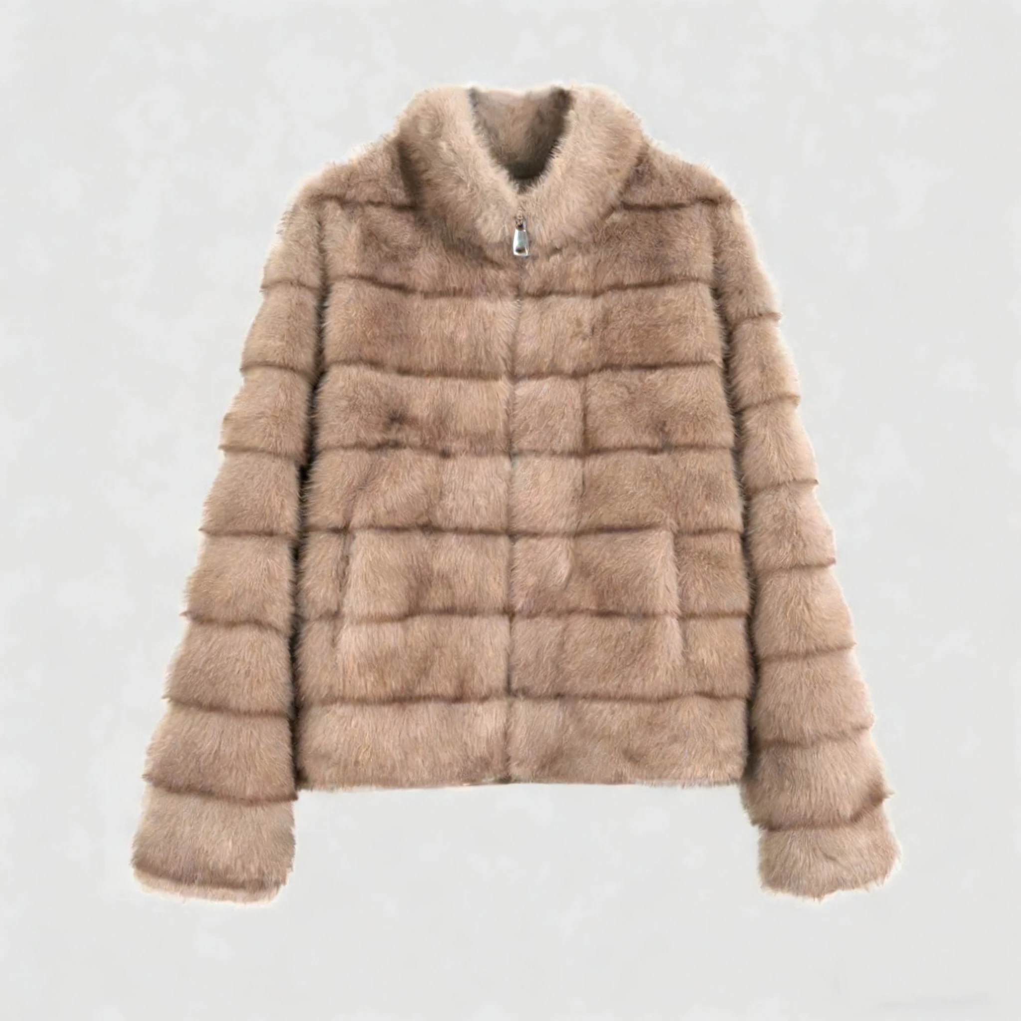

Forevercan Ascona Fur Coat Artificial Mink Eco-friendly Outerwear oulder Pad Horizontal Row Spine Design 57704 Women's Wi...