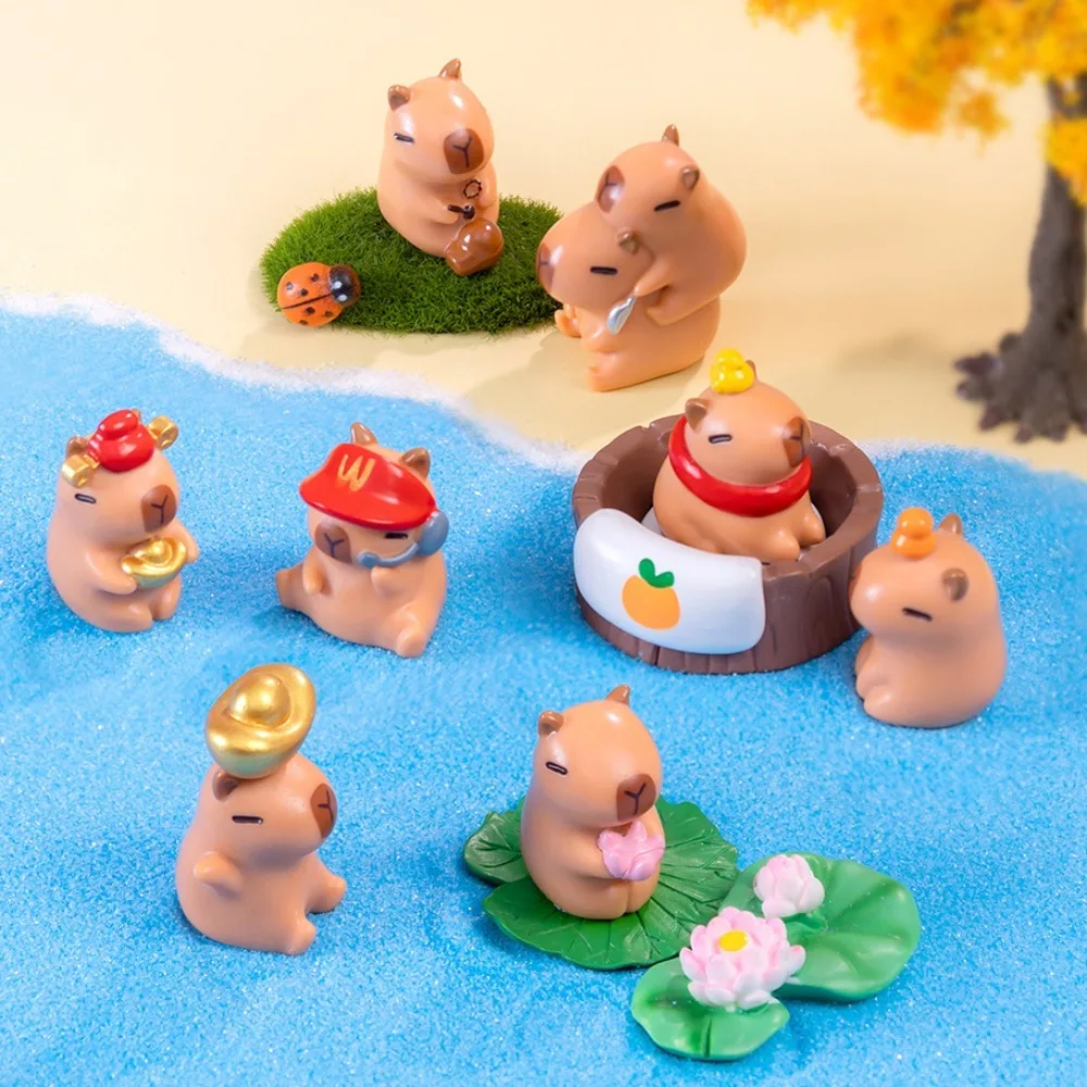 Micro Landscape Mini Capybara Ornament Figure Model Capybara Figure Toys Simulation Cartoon Capybara Resin Ornaments