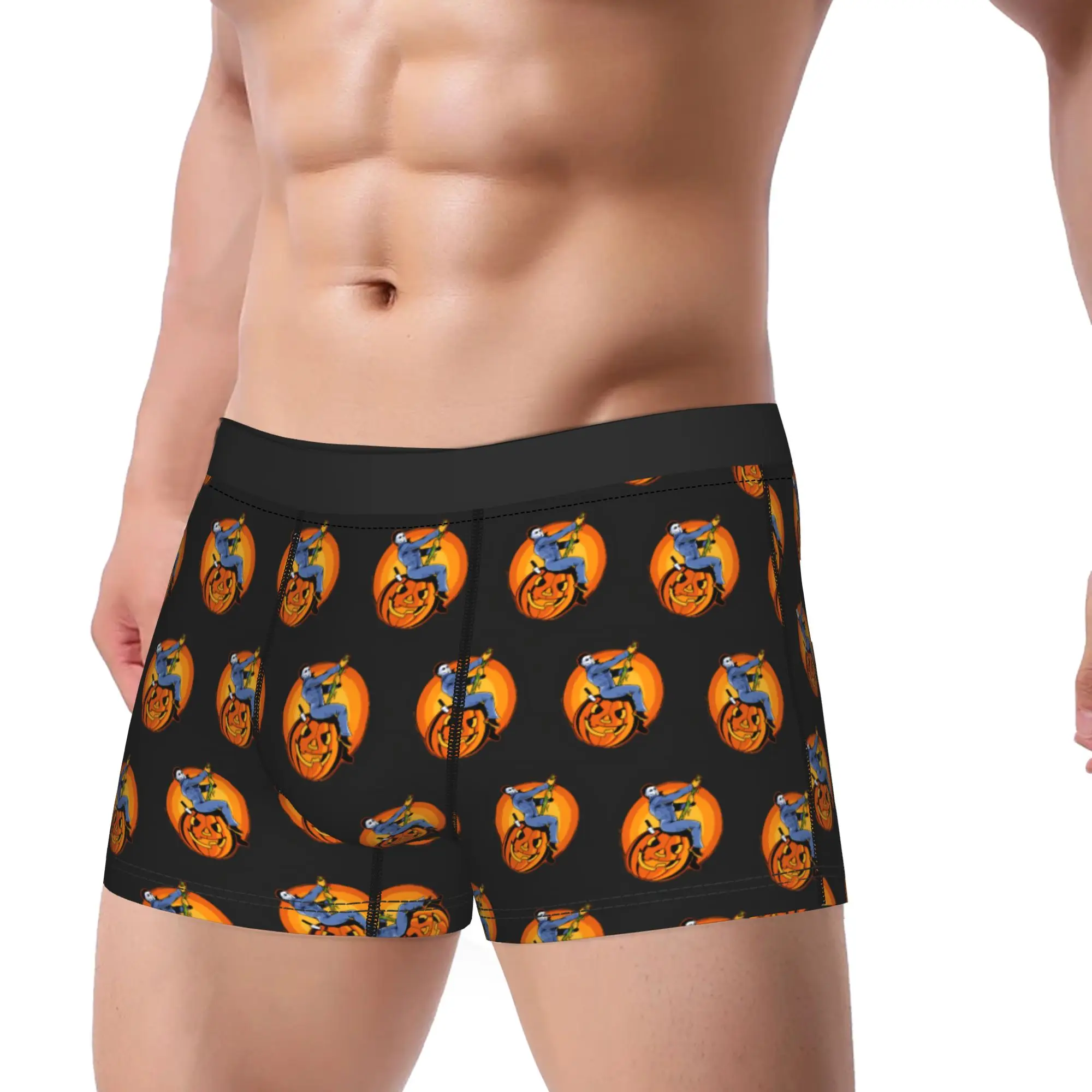 Pumpkin Head Underwear  Men's Boxer Brief Elastic Trunk High Quality Design Oversize Panties