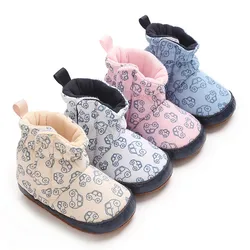 RUEWEY 0 to 18 Months Baby Bootie Fashion Car Print Socks Slipper Winter Warm Infant First Walker Shoes with Gripper Soles