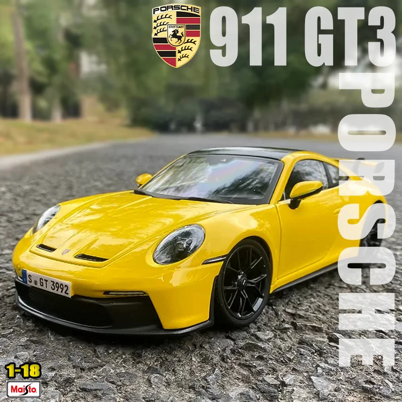 

Maisto 1:18 Yellow 2022 Porsche 911 GT3 Simulation Alloy Car Model Collection Decoration Gift toy Die Casting Model