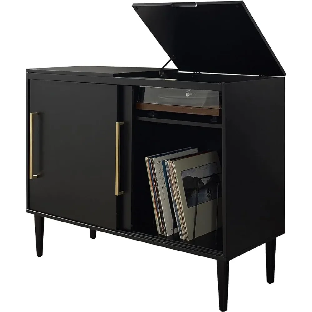 

Современная медиа-консоль Crosley Furniture Everett среднего века, матовый черный