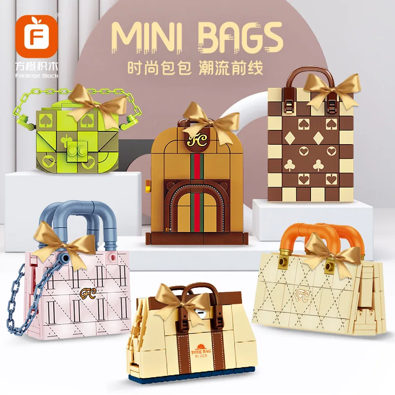 

Trendy Fashion Handbag Building Blocks Small Particle DIY Bag Model Bricks Educational Toy Girls Pretend Play Gift Display Decor
