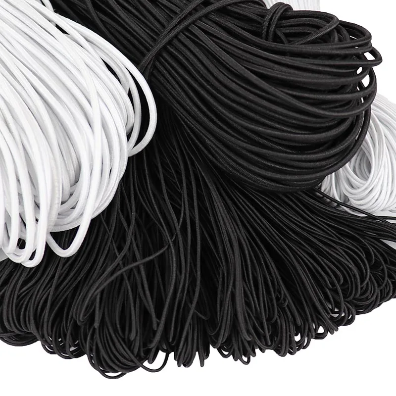 Black White Round Elastic Band Elastic Cord Rubber Band Stretch Rope Tape For DIY Sewing Accessories