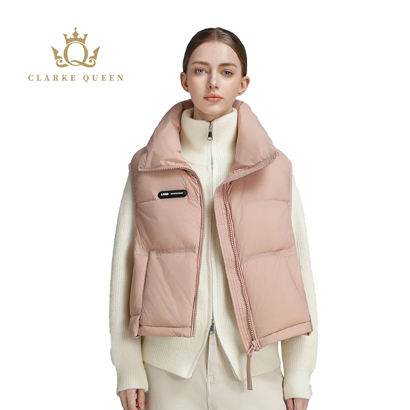 

CLARKE QUEEN Women Winter Down Vest Jacket Light Weight added Puffer Casual Thickened Sleeveless Short Slim Warm Outerwear Coat