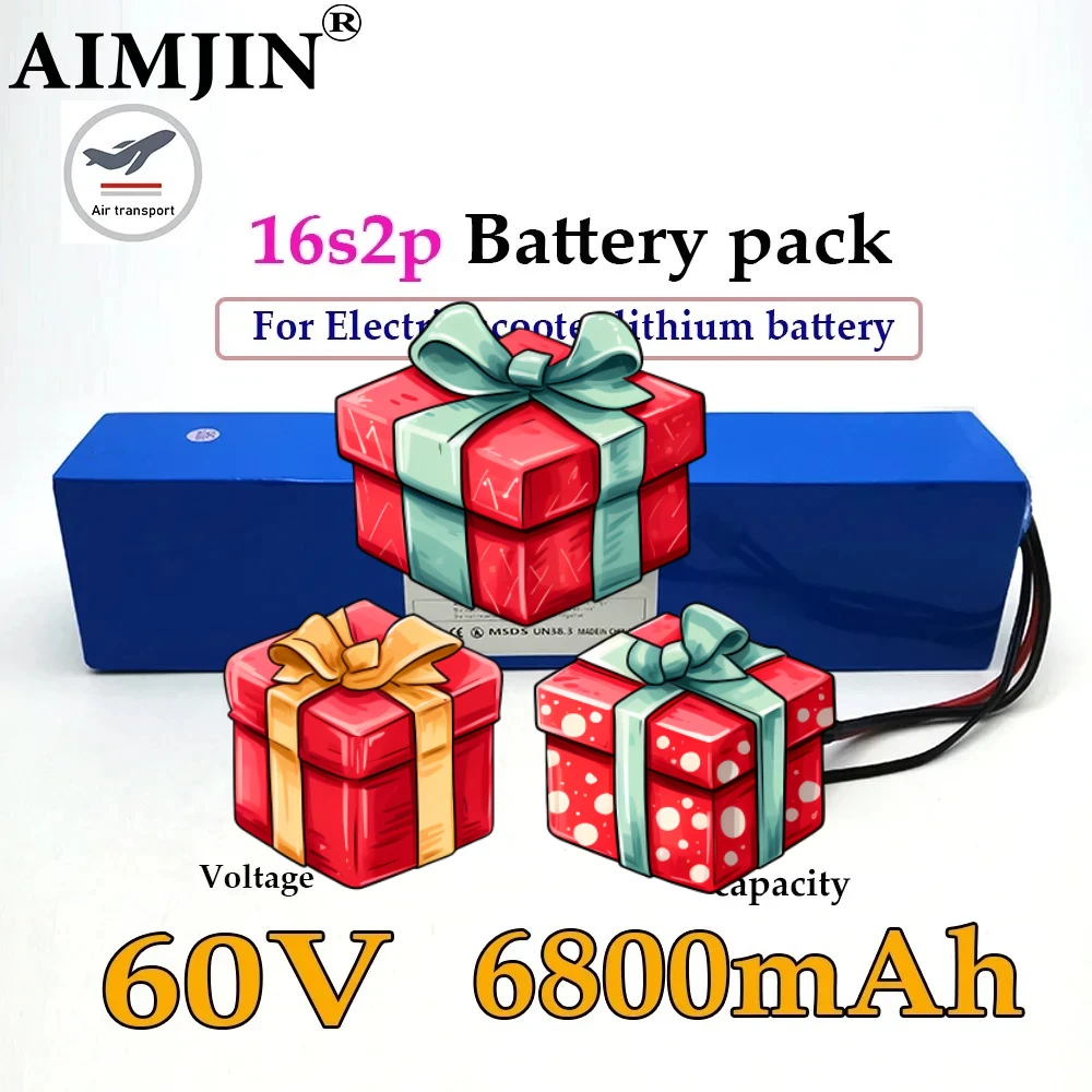 

Lithium battery pack 60V 6800mAh 16S2P For electric scooter refitting high-capacity mountain bike batteryt