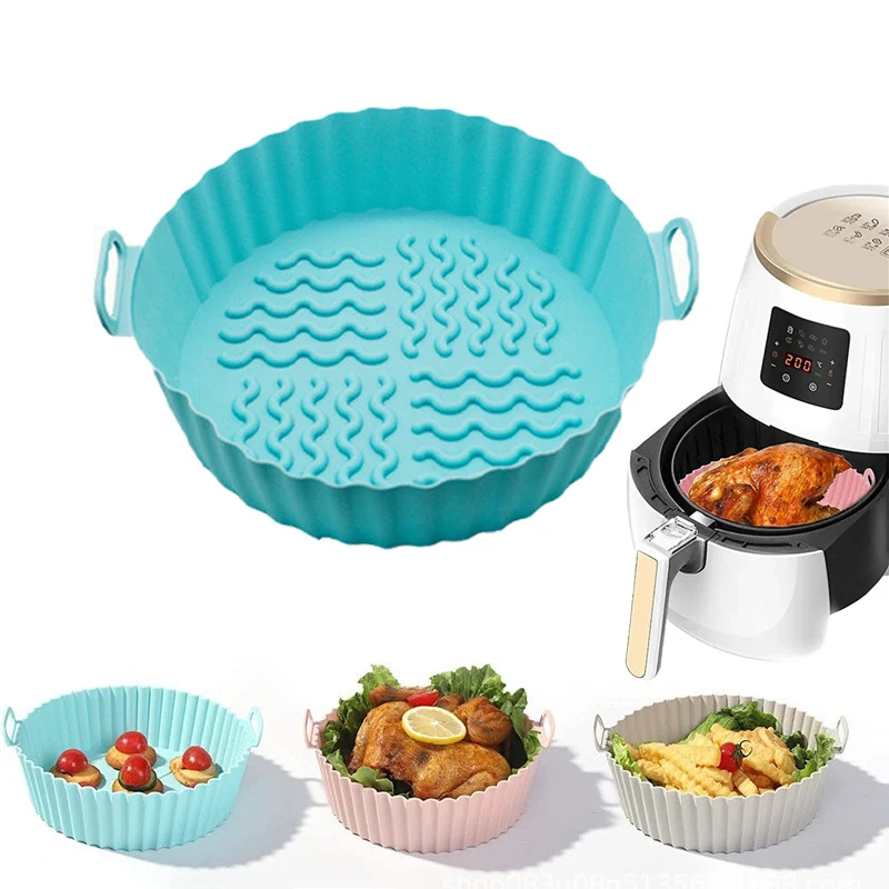 

Air Fryer Silicone Pot Air Fryers Oven Baking Tray for Pizza Fried Chicken Air Fryer Accessories Round Pan Reusable Mat