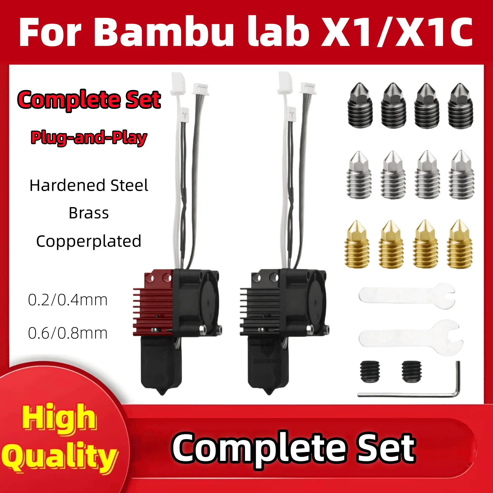 

Универсальный комплект Hotends Carbon для Bambu Lab X1 Насадка из закаленной стали с вентилятором для Bambu Lab X1 X1C Upgrade 2.0 Hot End