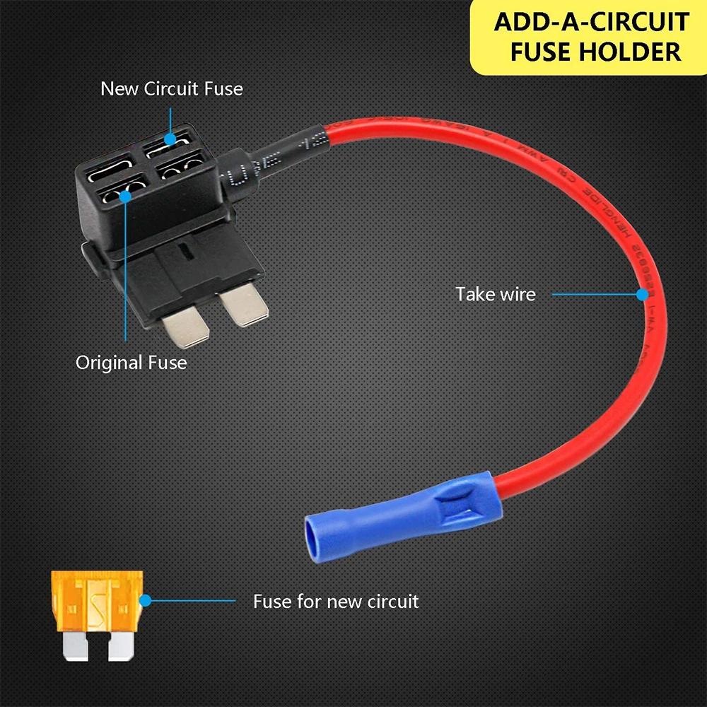 12pcs 3type Fuse Holder Add-A-Circuit TAP Adapter & Fuse Kit Micro Mini Small Medium ATM APM ATO ATC with 12V 10A Blade Car Fuse