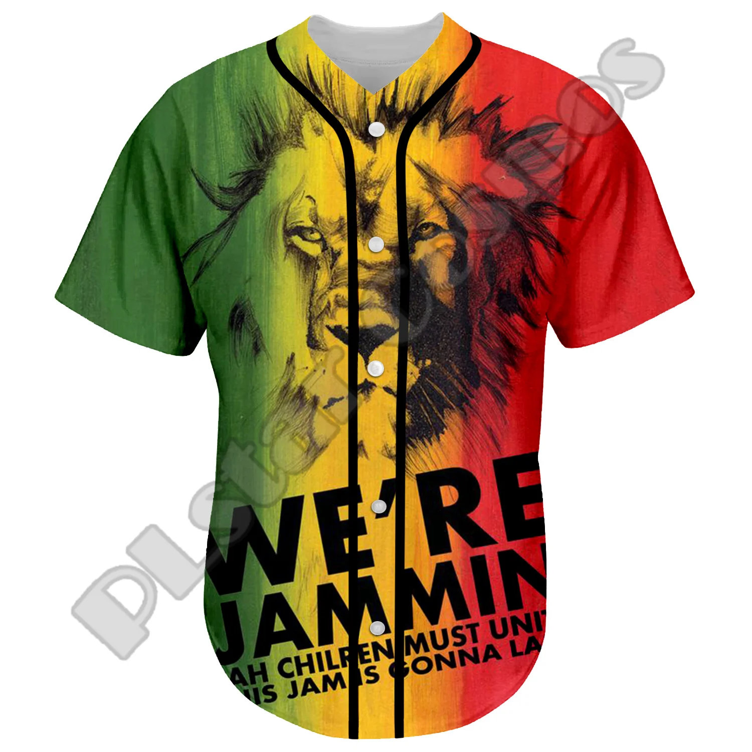 NewFashion Bob Marley Rastafari Lion Vintage Reggae Retro Tattoo 3DPrint Harajuku Summer Baseball Shirts Jersey Short Sleeves X8