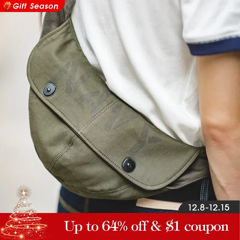 Maden Retro N1 Deck Men\'s Bags Canvas Messenger Crossbody Chest Waist Bag Green Hats Travel Shoulder Belt Bag