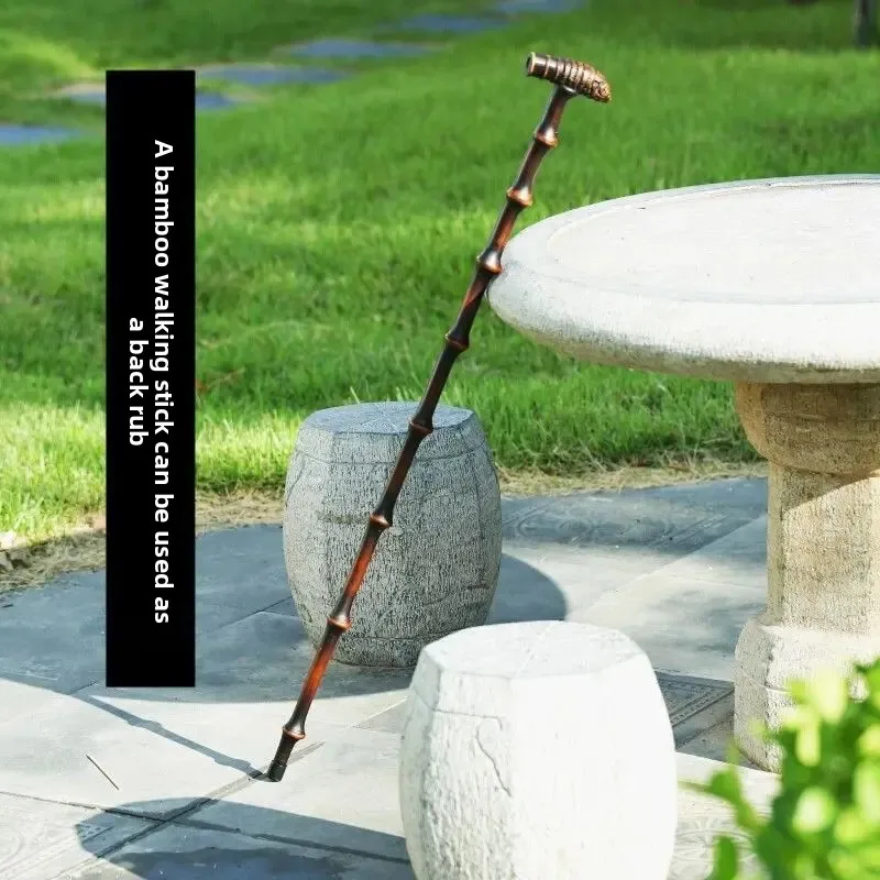 

New Handmade Bamboo Roots Cane, T-shaped Camping & Hiking Cane for The Elderly Gift, Anti Slip and Lightweight Walking Sticks