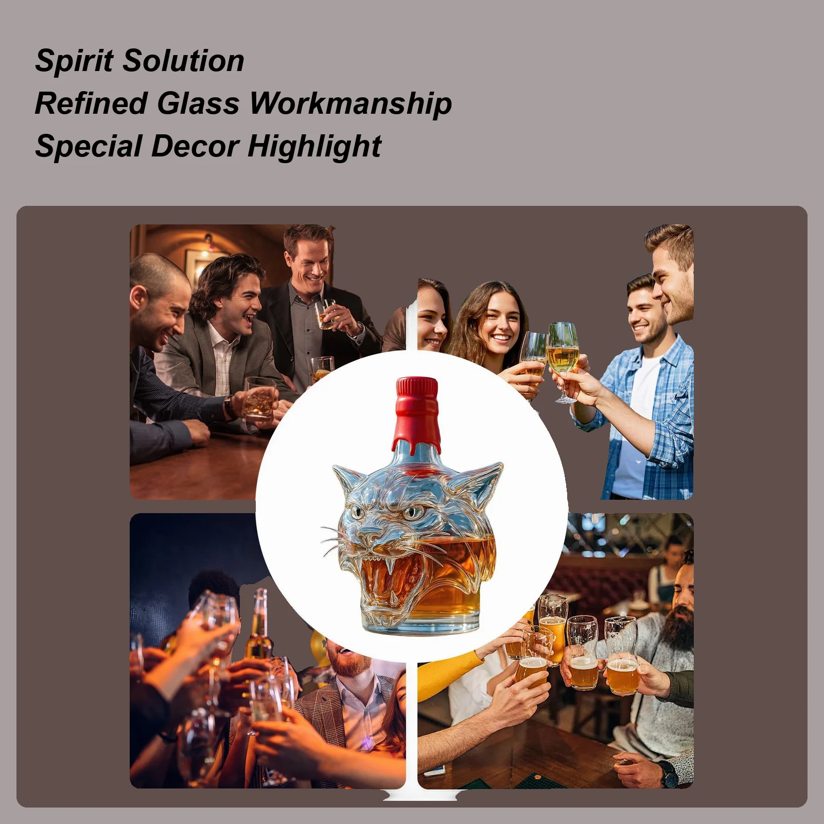 

Whiskey Bottle Glass Whiskey Wine Decanter Bottle Tiger Head Profile Bar Tool Drink Container For Wine Bourbon Brandy Vodka