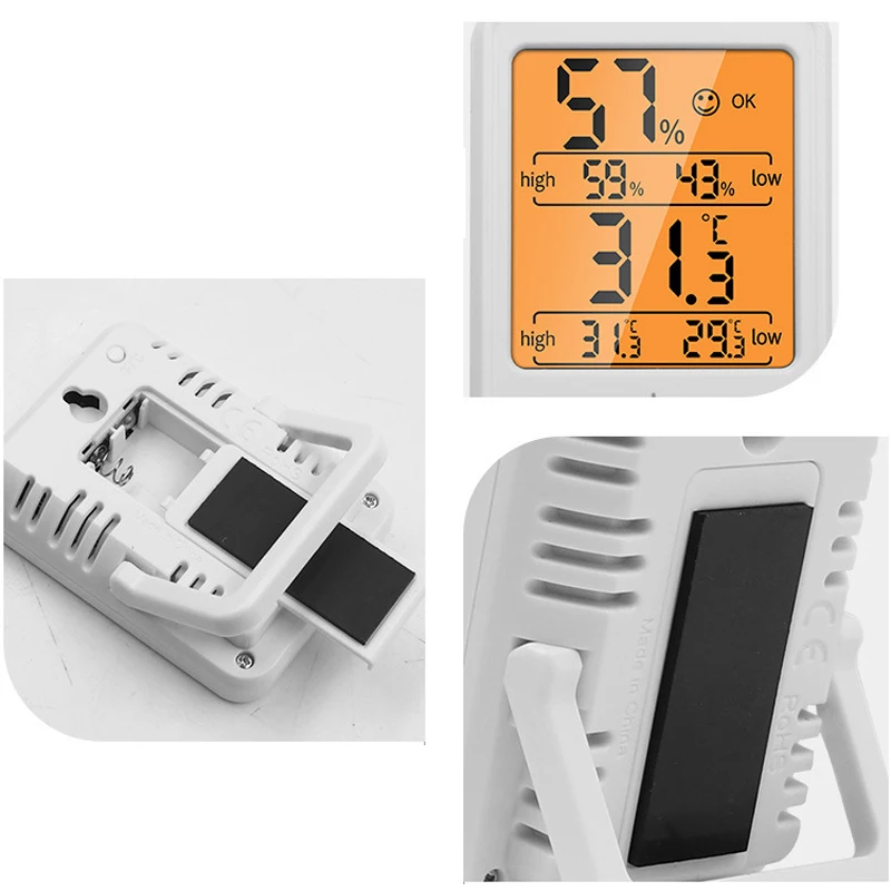 MC41 LCD مقياس الرطوبة الرقمي ميزان حرارة الغرفة داخلي الإلكترونية درجة الحرارة جهاز مراقبة الرطوبة متر الاستشعار محطة الطقس F #2
