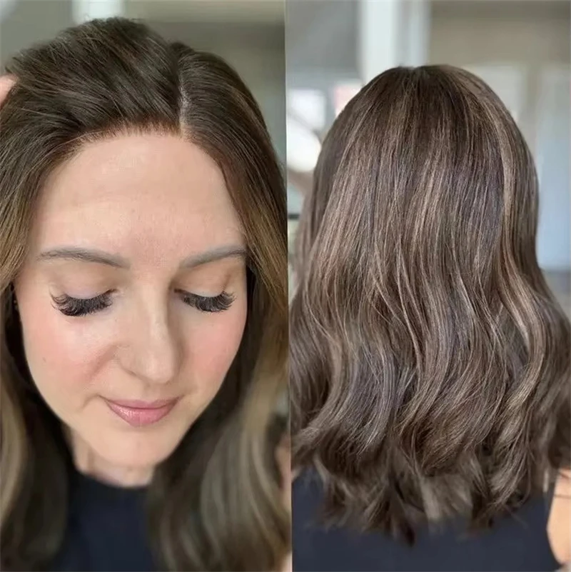 150-density-wig-middle-part-ombre-dark-brown-balayage-heat-friendly-synthetic-wig-short-wave-bob-natural-preplucked-hairline