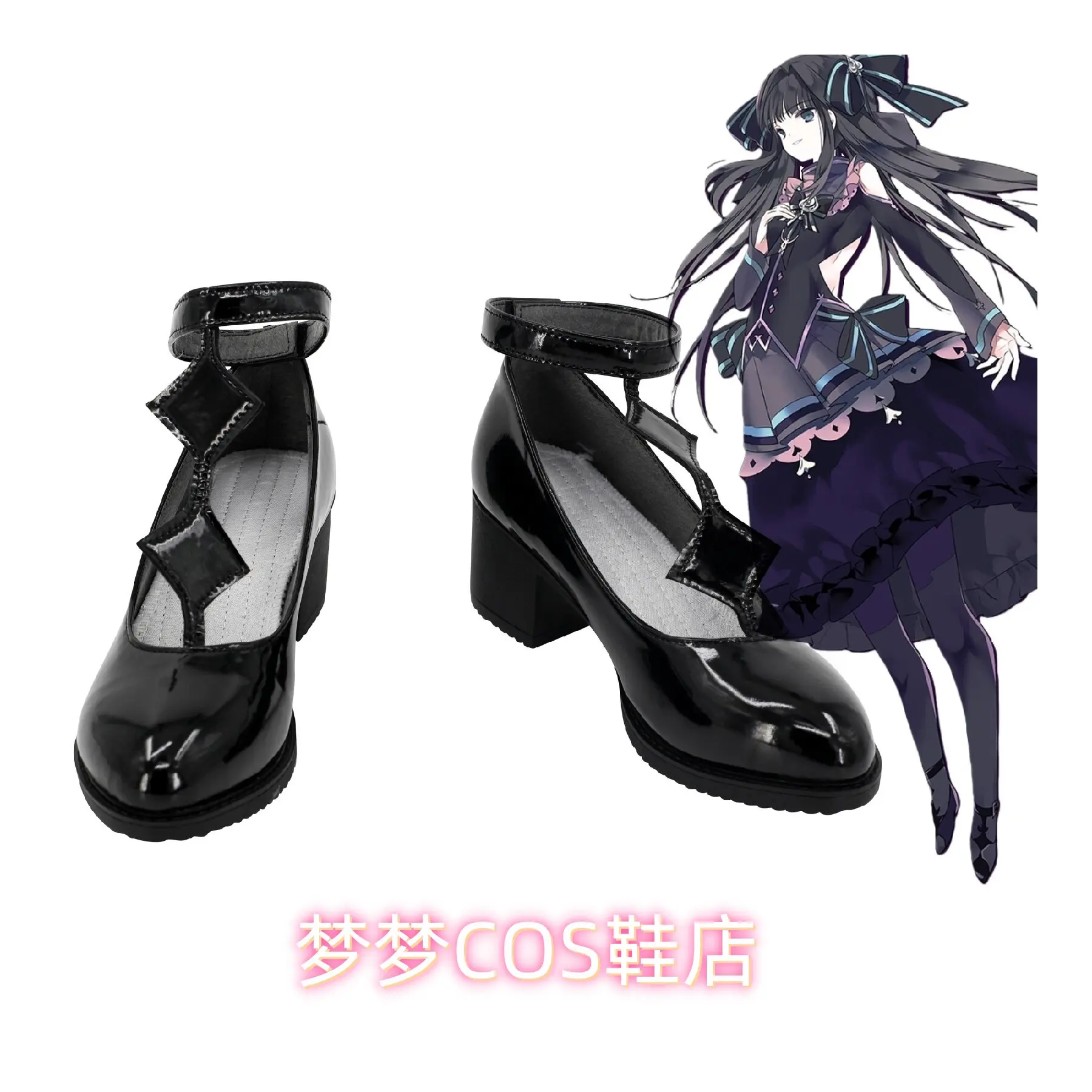 

Game Arcaea Tairitsu Cosplay Costume Shoes Handmade Faux Leather Black High Heels Shoes