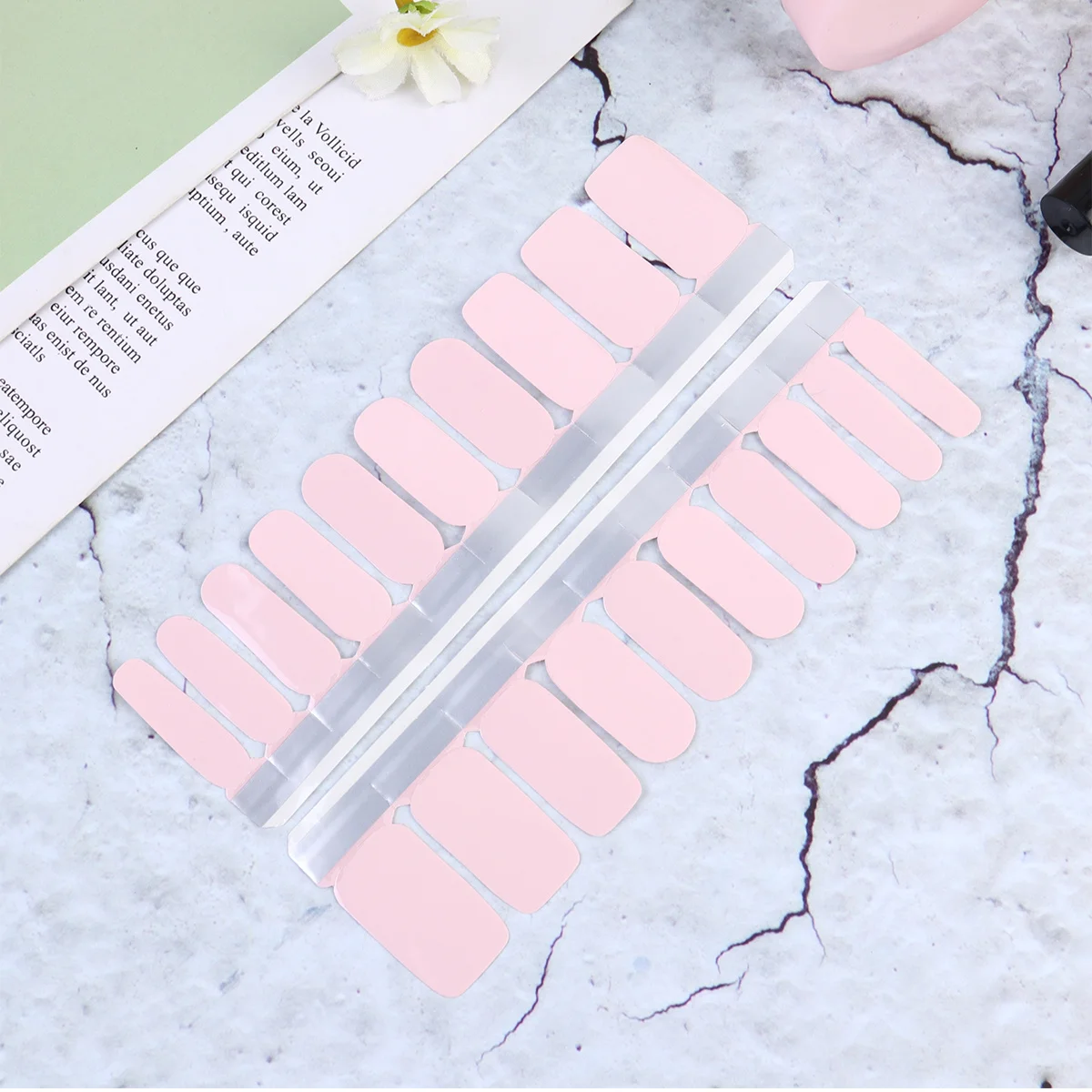 

1 Sheet/20pcs Solid Color Nail Art Sticker Charming Nail Decal Decoration DIY Manicure Accessory for Women (Pink)