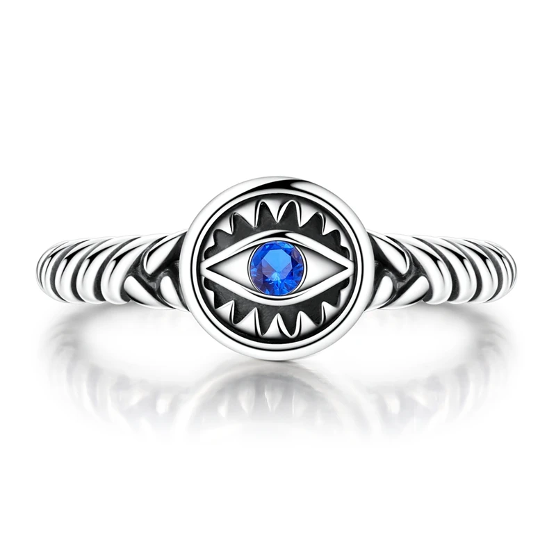 2026 New 925 Sterling Silver Woven Eye Ball Open Ring Sparkling Zircon Ring For Women Girls Birthday Anniversary Jewelry Gifts