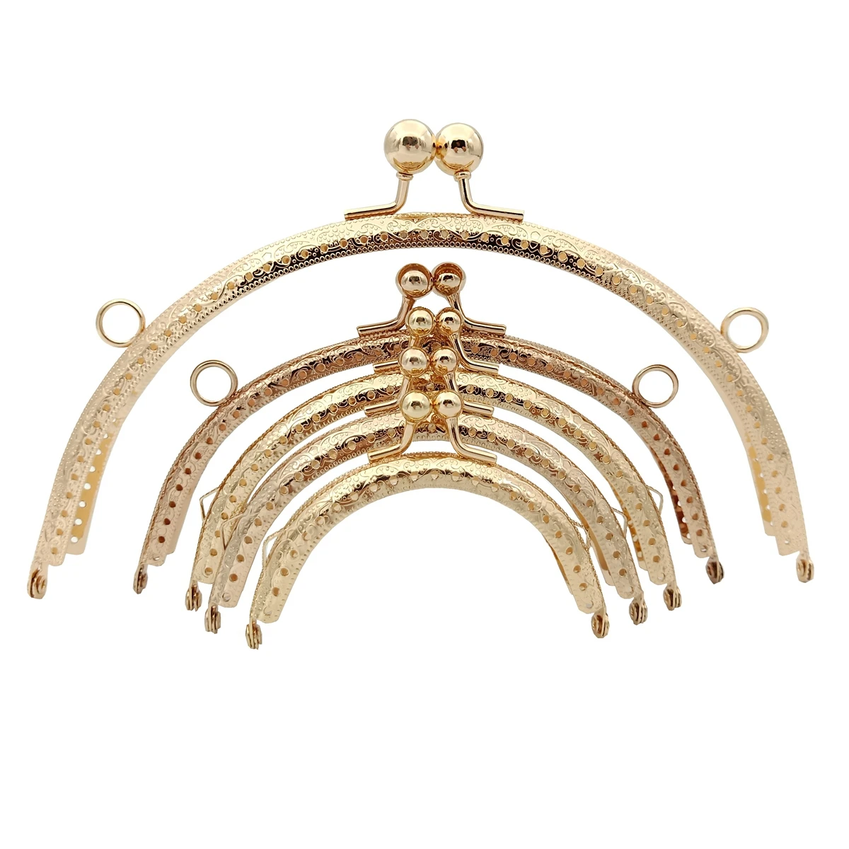 8.5/10.5/12.5/15.5/20.5CM Pale Gold DIY Metal semicirc Frame Purse Handle Coin Bags Metal Kiss Clasp Lock Frame Accessories