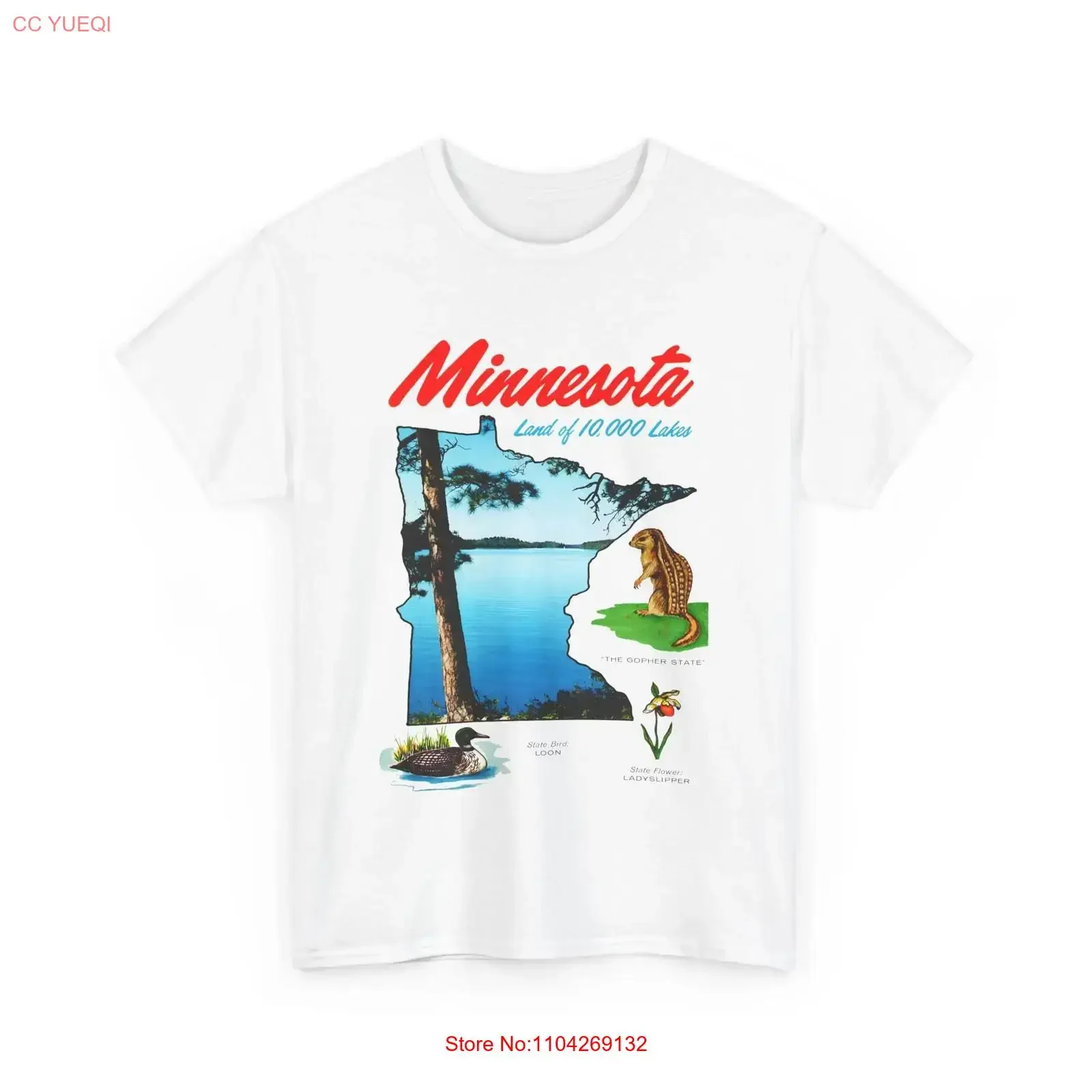 vintage postcard minnesota land of 10 000 lakes reproduction T Shirt vintage Washed Breathable Stylish Unisex Casual Soft