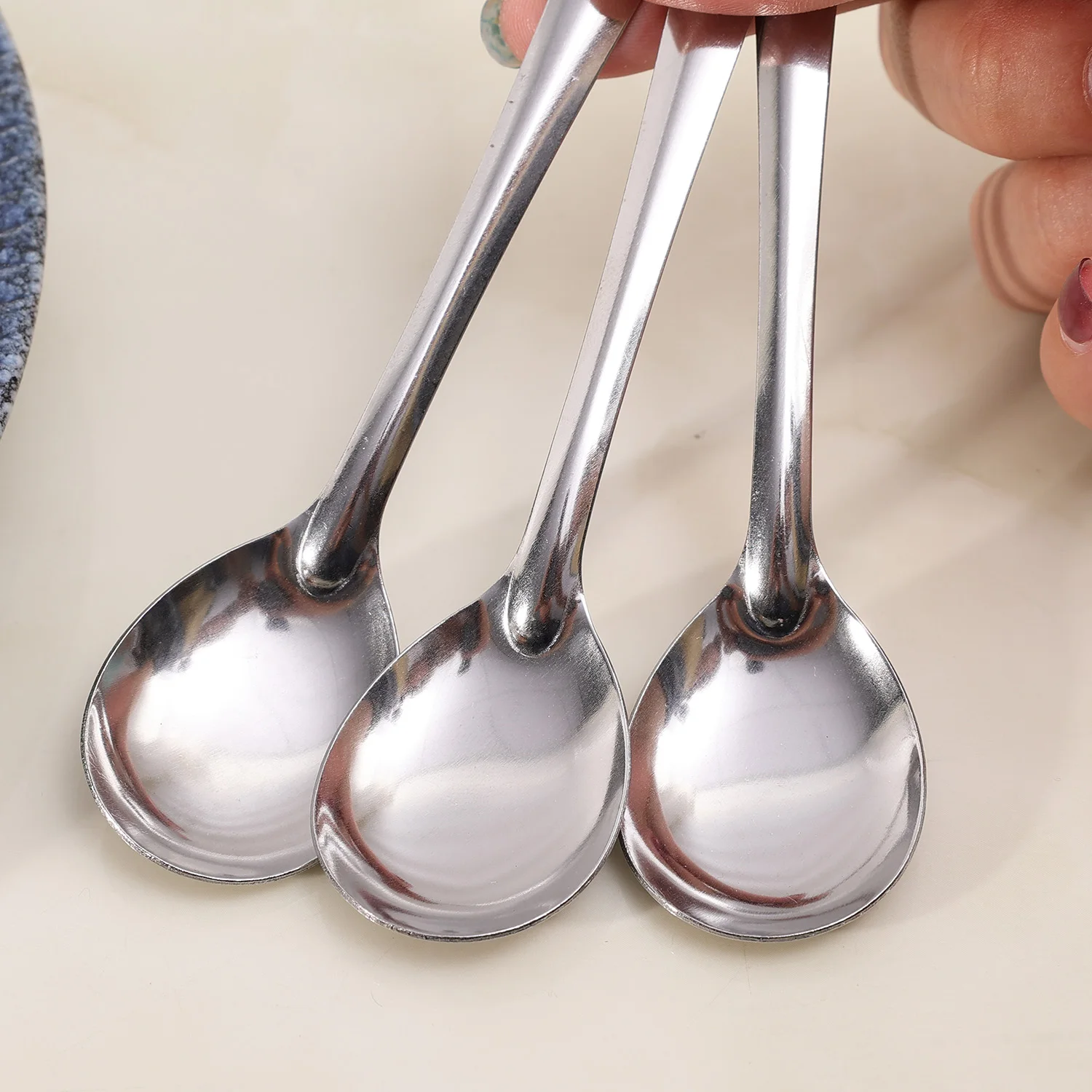 Silver Long Handle Stirring Dessert Spoons Stainless Steel Coffee Spoon Dessert Seasoning Tools Home Kitchen Accessories view 6