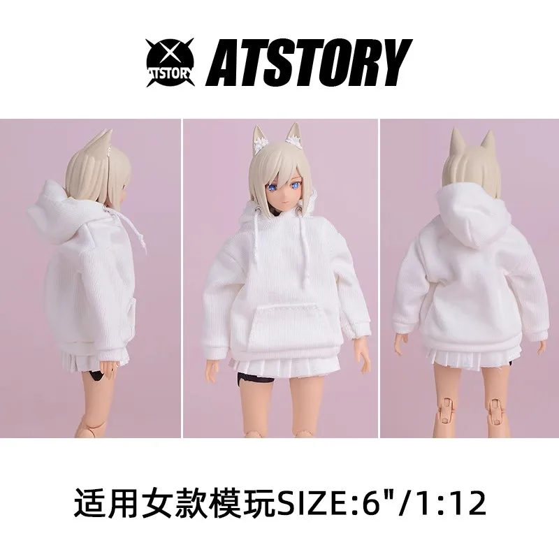 ATStory-Sudadera con capucha para niña, escala 1/12, modelo de ropa compatible con muñecas corporales de figura de acción de soldado Romankey SnailShell de 6 pulgadas