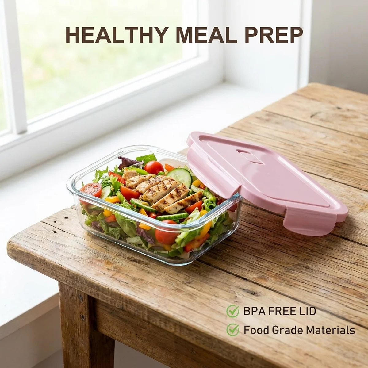 1040ML Rosa Glas-Lebensmittelb – Meal Prep Gym Bewertung und Preis