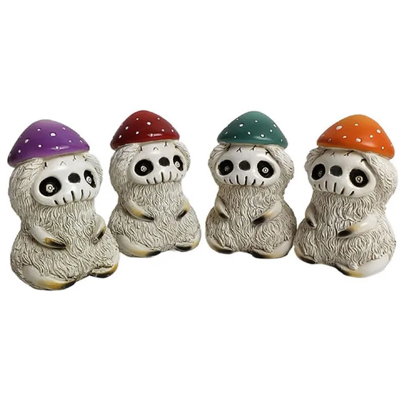 

Mushroom Skull Figurine Decorative Skeleton Decor with Mushroom Costume Collectible Statue Halloween Craft Ornament Decor Gift