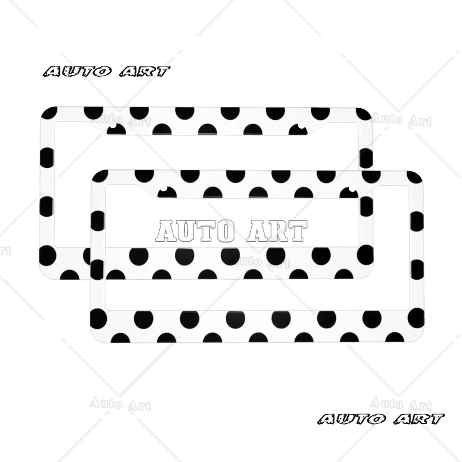 Black Spots Pattern Print Aluminum Car License Plate Cover Car Accessories Waterproof License Plate Cover Car