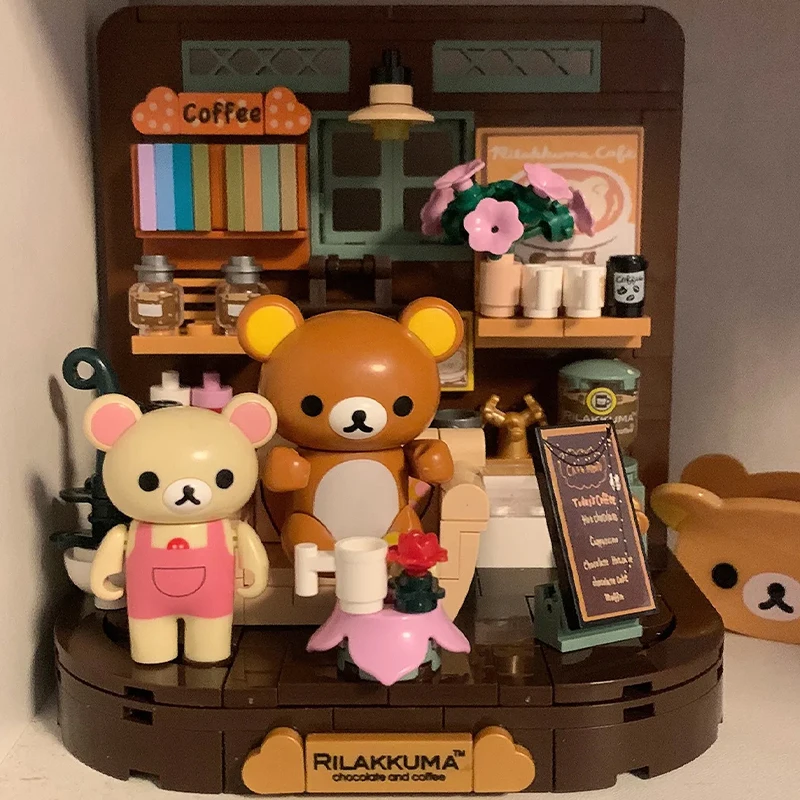 Rilakkuma Series Cartoon Creative Ornament Diy Assemble Bear Model Toys Creative Car City Kitchen Bedroom Model Collectibles Toy