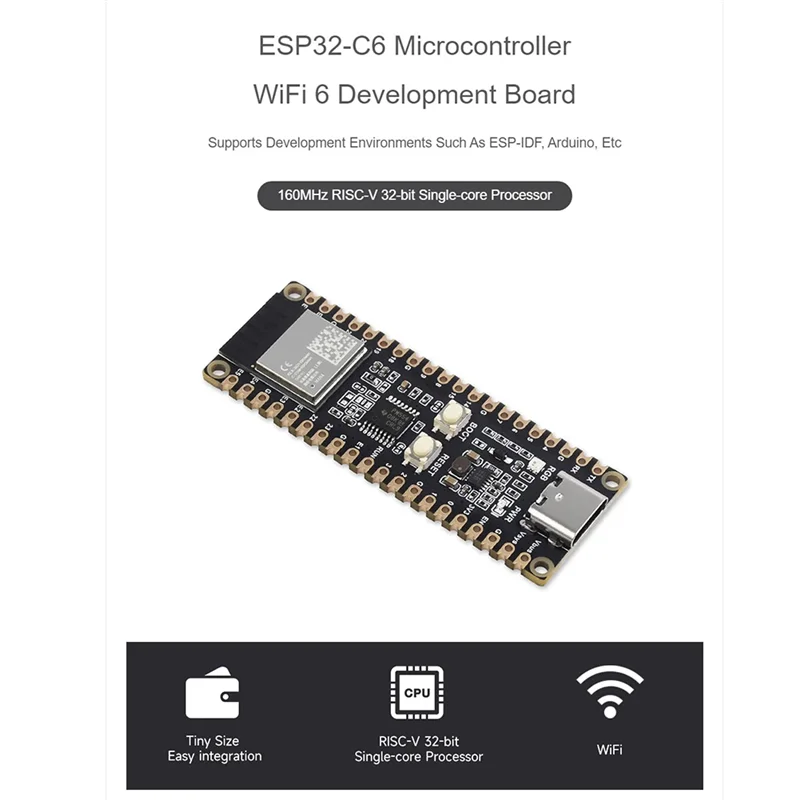 

Well Made-ESP32-C6-Pico Development Board Wifi 6 Microcontroller ESP32-C6-MINI-1 Module Supports For ESP-IDF