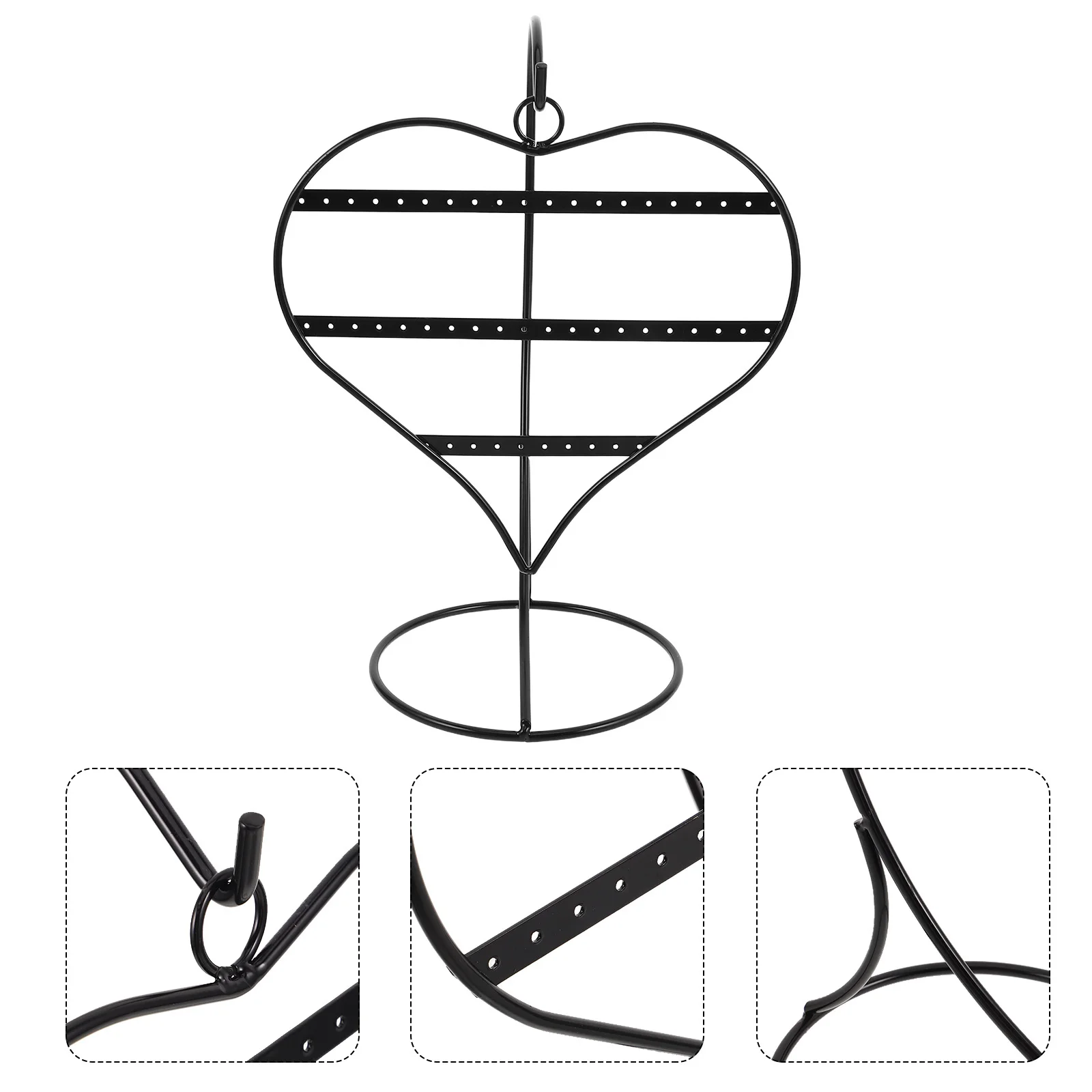 

Heart Shaped Iron Art Metal Jewelry Stand Earring Organizer Rack Small Tabletop Display for Vendors Personal Use