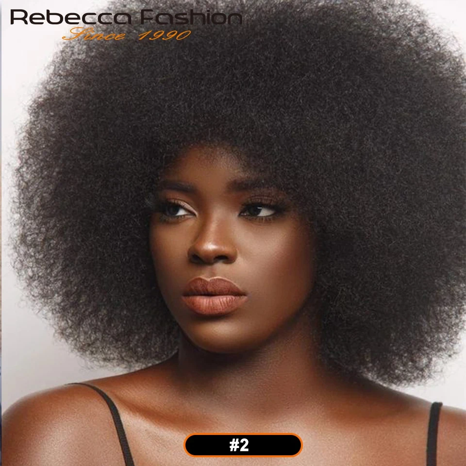 

Rebecca Youth Afro Kinky Curly Wig Человеческие волосы для женщин Короткие пушистые вьющиеся парики Человеческие волосы Pixie Cut Afro Wig для чернокожих женщин