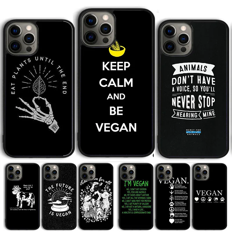 Vegetarian Quotes VEGAN LOVE VEGGIE Phone Case Cover For iPhone 15 16 14 13 12 Pro Max mini 11 Pro Max XS X XR Plus