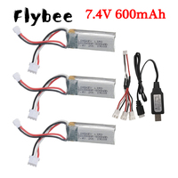 7.4V 600mAh 25C Lipo Battery Charger set for XK DHC-2 A600 A700 A800 A430 2s Replacement Battery for WLToys F959 RC Airplane RTF