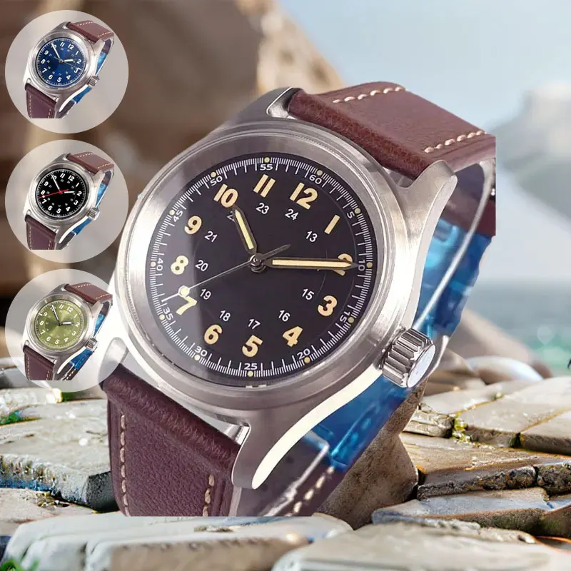 Tandorio Japan NH35 Pilot Automatic Men's Watch 36mm Miyota8215 PT5000 Mechanical 200m Waterproof Sapphire Crystal Luminous