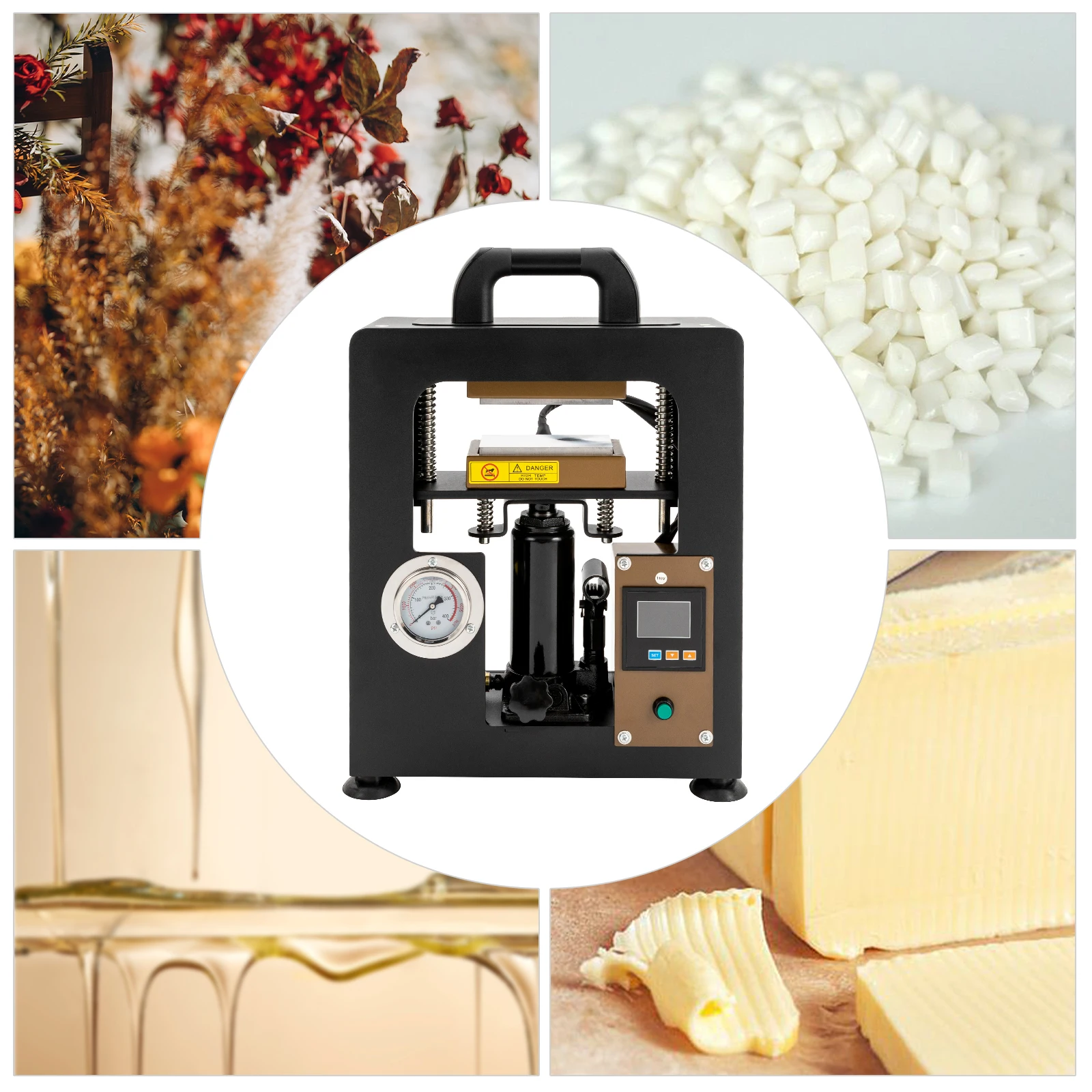 Mesin Tekan Panas Hidrolik 10T dengan Pengukur Tekanan (0-5700 PSI) - Mesin Tekan Panas untuk T-Shirt, Sublimasi & Proyek Kerajinan DIY