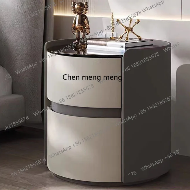 

Light luxury all solid wood bedside table rock slab bedside table bedroom pure solid wood modern simple small side table
