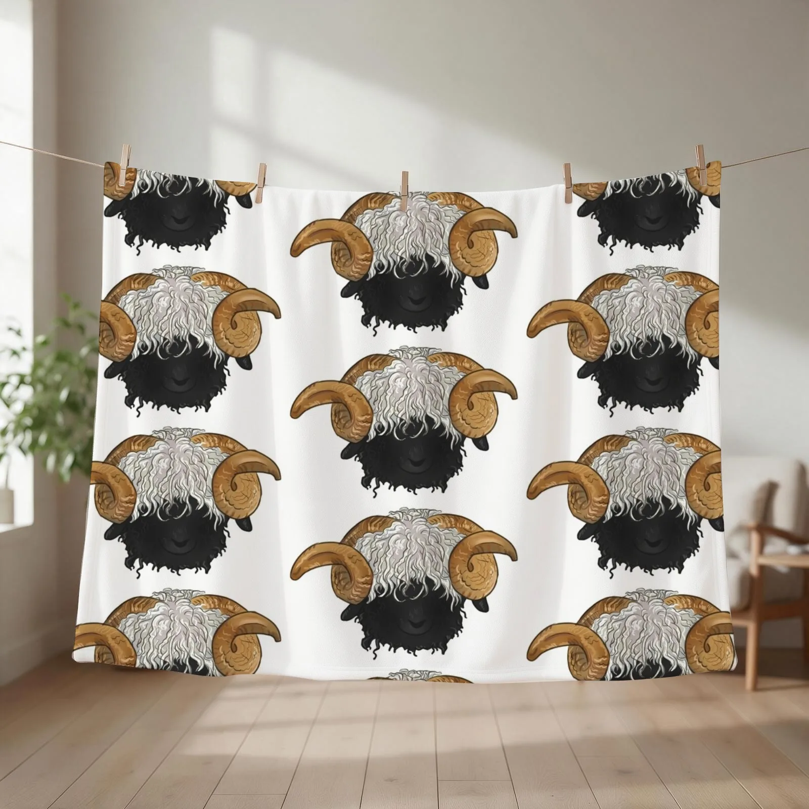 Valais Blacknose Sheep Throw Blanket Sofa Hairys Custom Camping Blankets