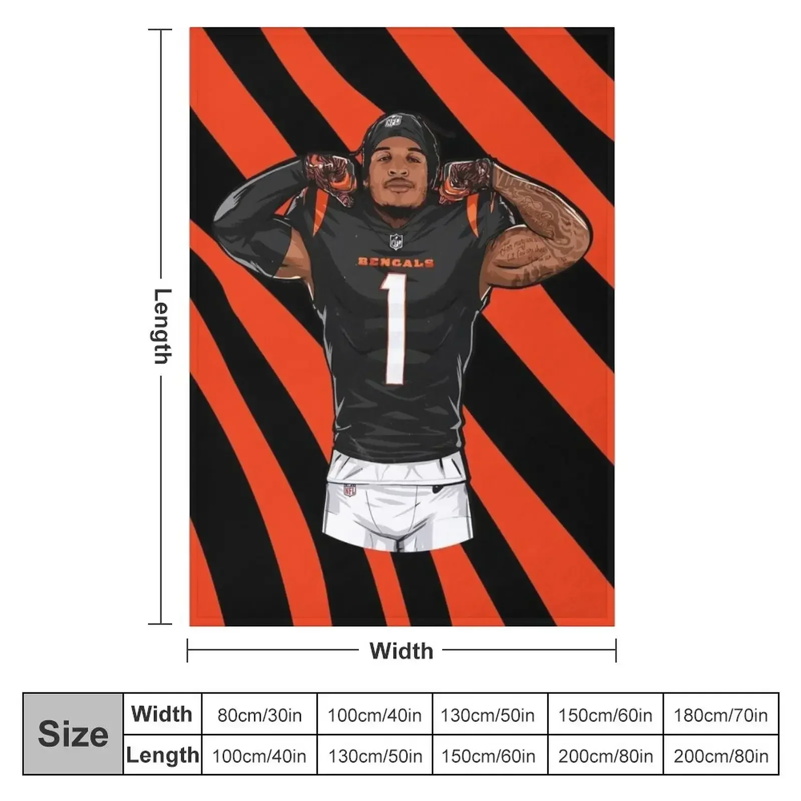 Ja'Marr Chase Throw Blanket Furrys Thermals For Travel Multi-Purpose Designers Blankets