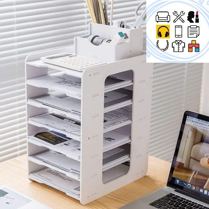 A4 Paper Desktop Storage Rack Document Drawer Organizer Multilayer Space-Saving Storage For Desk Office Stationery Organizer