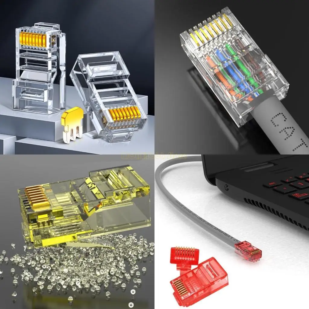 

F62C 100pcs RJ45 Ethernet Connectors для Cat5 Ethernet Cables Heads