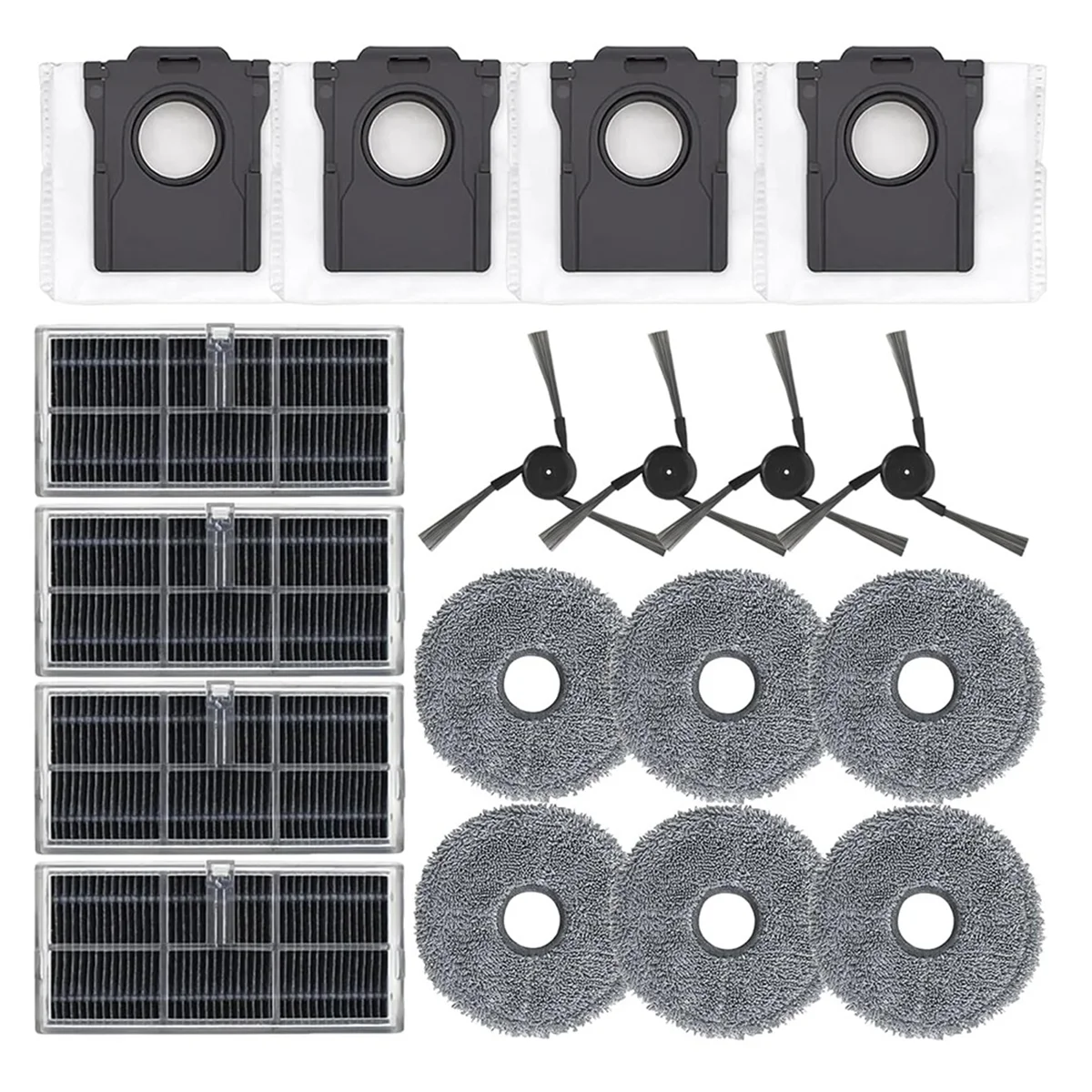 Replacement Parts Kit Compatible for Dreame X40 Ultra/X40 Pro/S30 Pro Ultra Vacuum Cleaner Side Brush Dust Bag