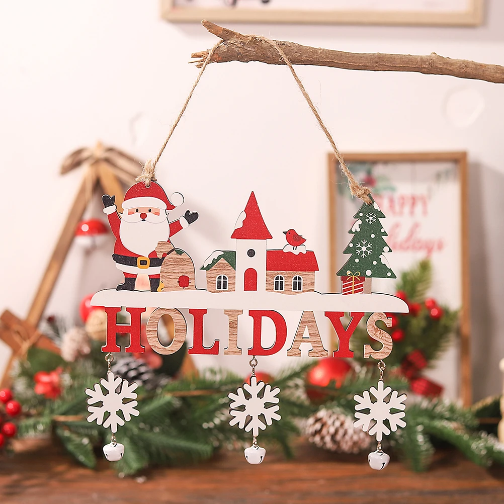 

3 Pcs Wooden Hanging Decor Christmas naments Xmas Tree Pendant Santa Reindeer Snowman Holiday Party Decorations