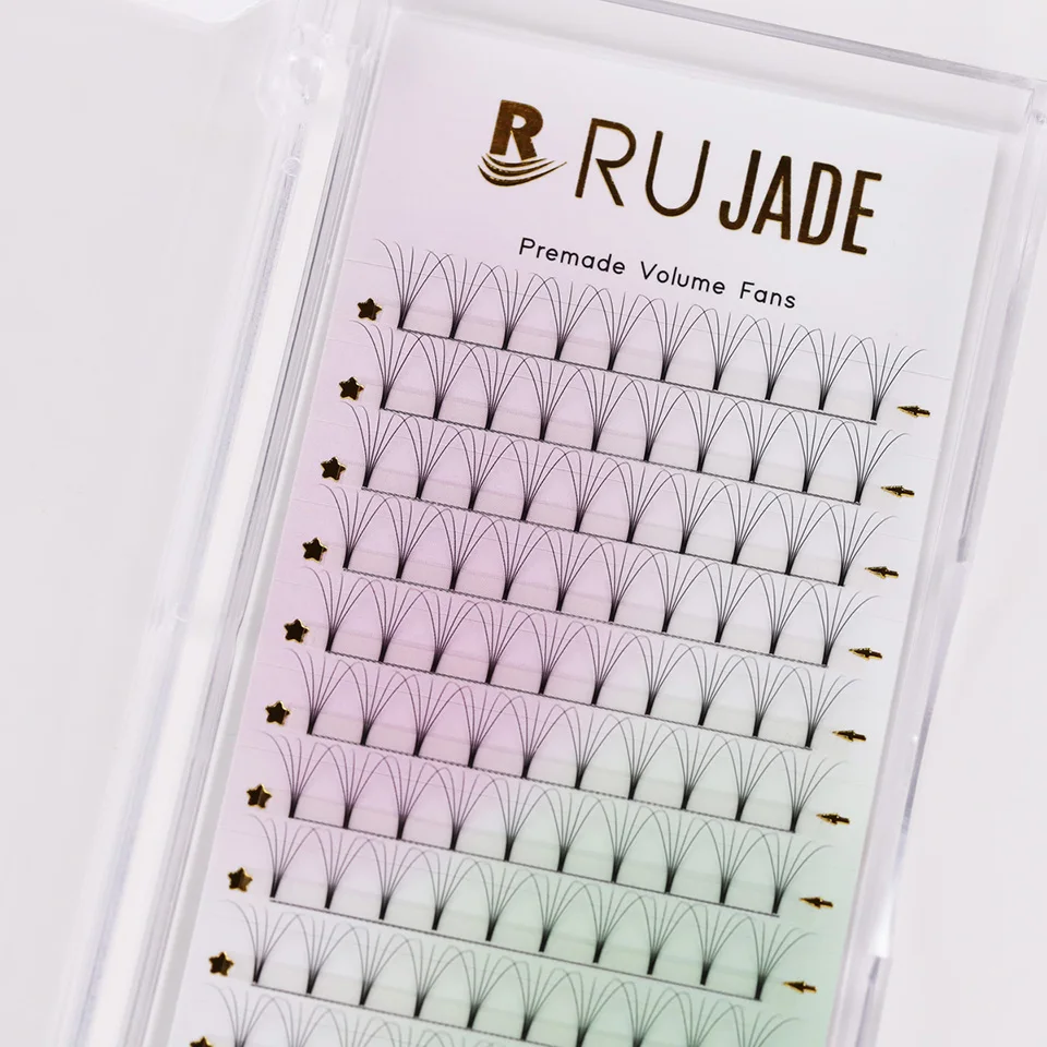 Rujade 0,07/0,10 mm Kurzer/Langer Stiel Korea Vorgefertigte Russische Volumen-Wimpern Vorgefertigte Fächer Professionelle Mega-Volumen-Wimpernverlängerungen – Detail 12