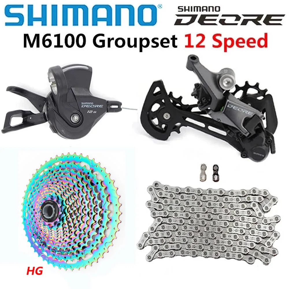 SHIMANO DEORE M6100 1x12 Speed derailleur Groupset MTB Mountain Bike M6100 shifter Rear Derailleur SUNSHINE Cassette 52T 50T 46T