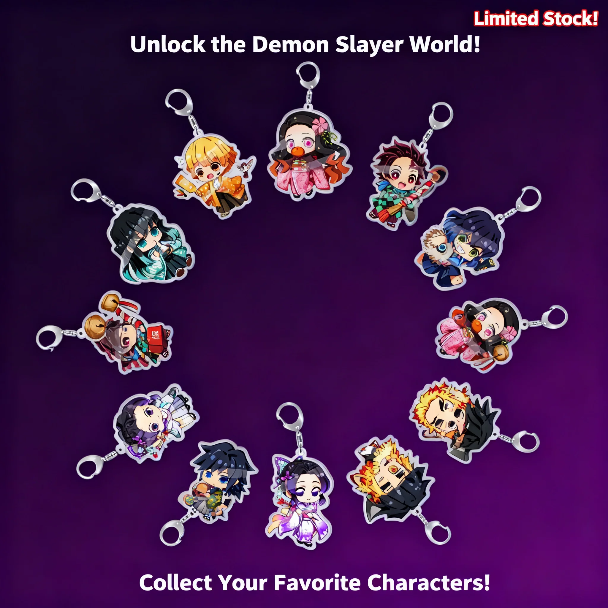 

Акриловый двусторонний прозрачный брелок-подвеска Demon Slayer Kimetsu No Yaiba с Нэзуко Камадо, Танджиро, Токито Муичиро, аниме