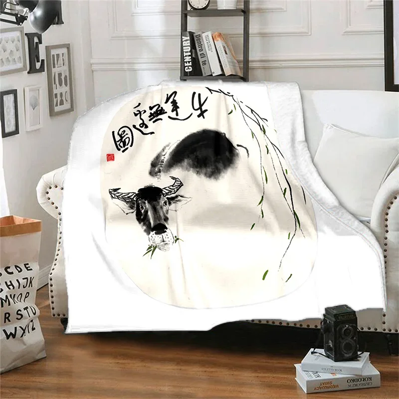 

painting 12 Chinese zodiac Blanket soft fluffy Fleece Blanket Sofa Bed Yoga blanket tin blanket picnic blanket