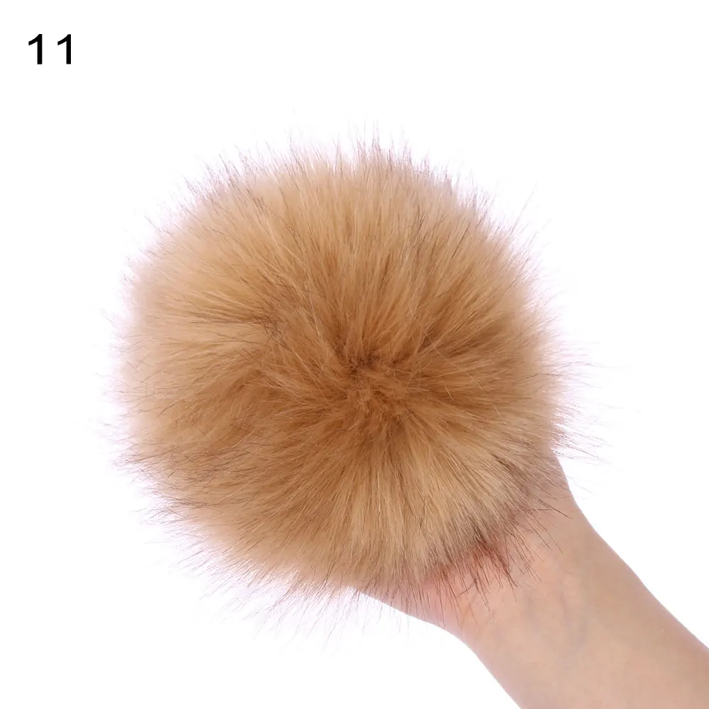 15cm Fashion Beanies Cap Women Knitted Hat Imitation Skullie Fur Pompom