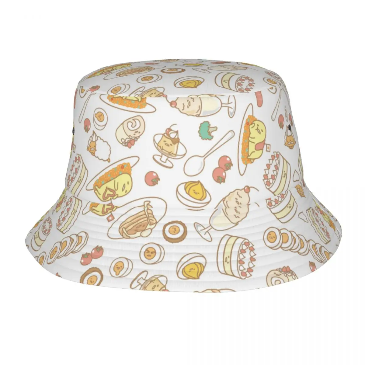 Vacation Headwear Sanrio Gudetama Merch Bucket Hat Stylish Girls Sun Caps